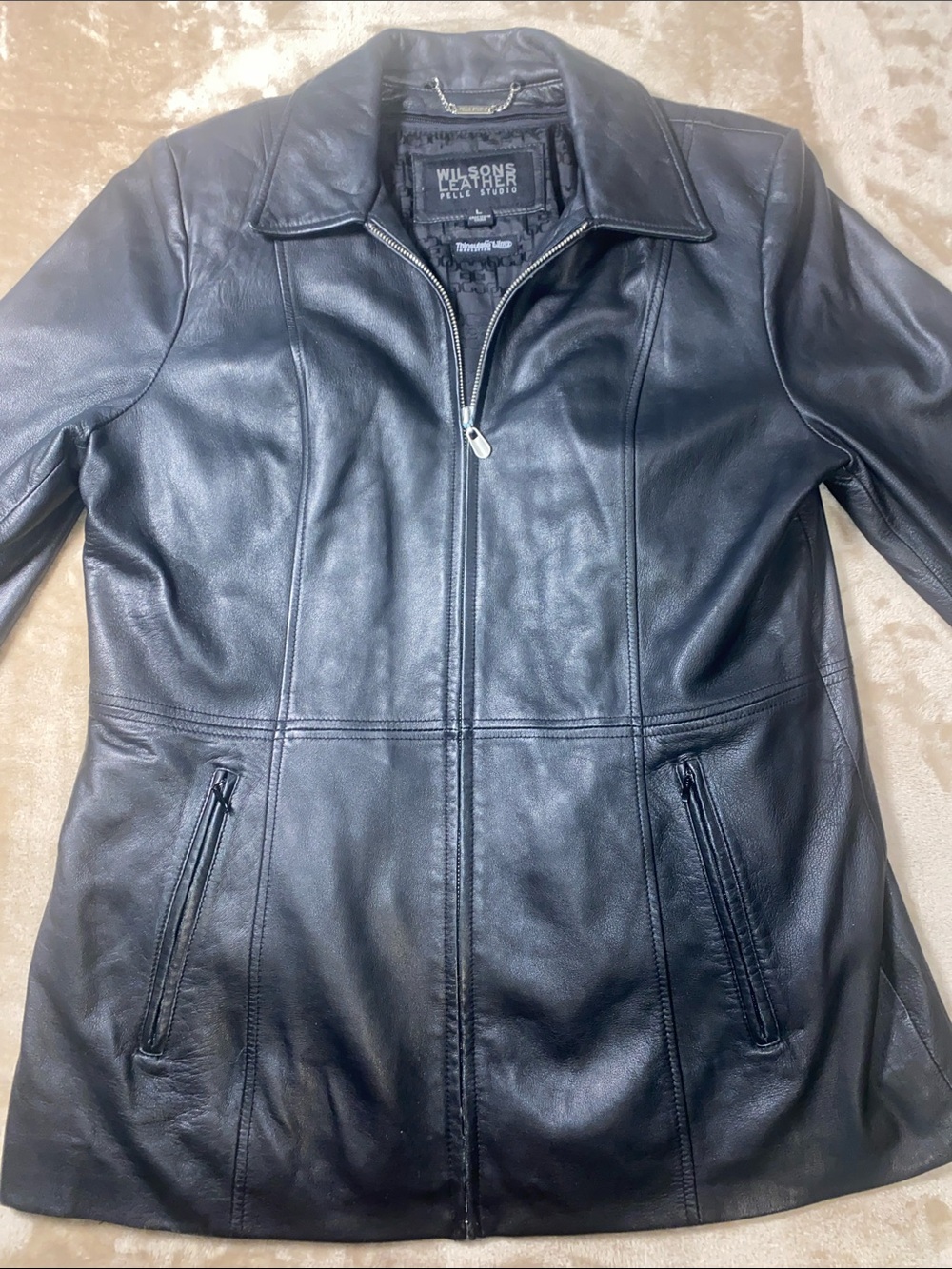Wilsons Leather Black Women's Zip-Front Leather Jacket